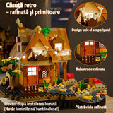 Set constructie, Flippy, Forest Log Cabin, din ABS, Model Casuta Calduroasa, 860 piese, 11.5x10.2x10 cm, Multicolor