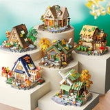 Set constructie, Flippy, Forest Log Cabin, din ABS, Model Casuta Calduroasa, 860 piese, 11.5x10.2x10 cm, Multicolor