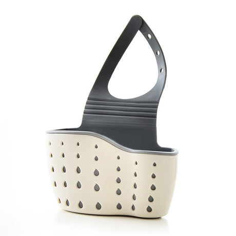 Suport Scurgere Pentru Burete Si Laveta De Vase Bucatarie, Bej, Curea Reglabila, Plastic Flexibil, 15X 5X 20Cm - vivimall.ro
