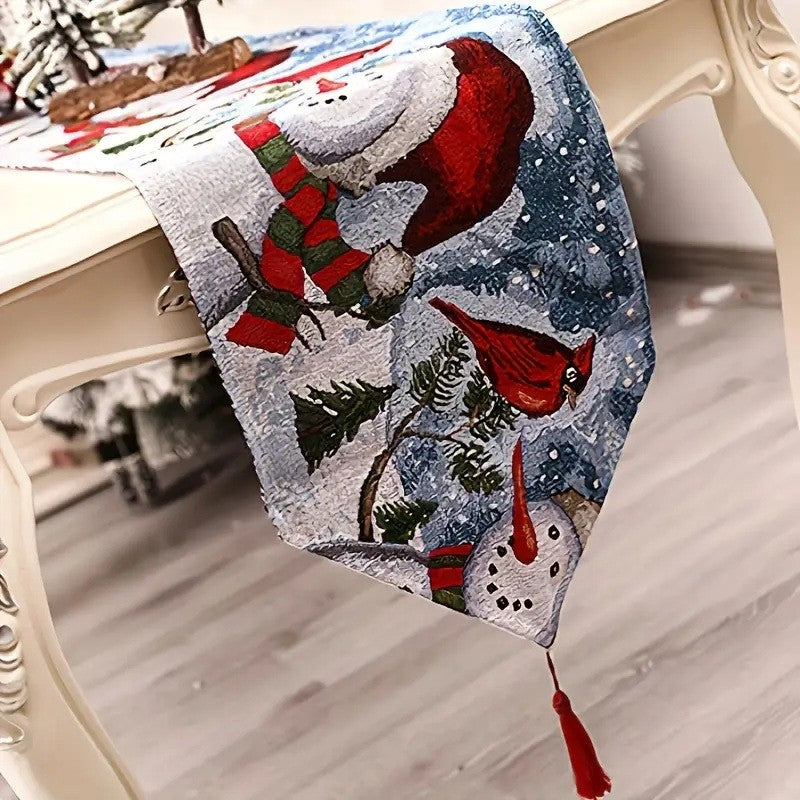 Napron Decorativ Pentru Masa, Tematica Craciun, Rosu/ - vivimall.ro