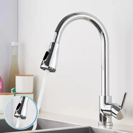 Baterie Bucatarie Cu Dus Extractibil, Pipa Cu Touch Pentru Pornire/Oprire, Inox Sus304, Crom - vivimall.ro