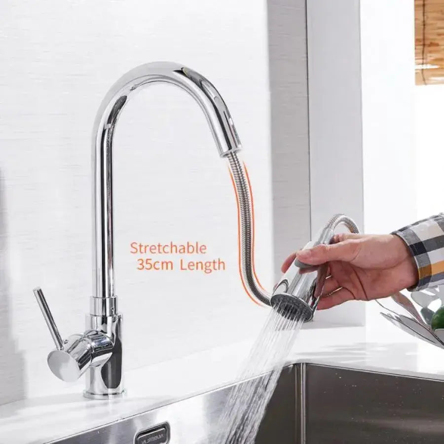 Baterie Bucatarie Cu Dus Extractibil, Pipa Cu Touch Pentru Pornire/Oprire, Inox Sus304, Crom - vivimall.ro