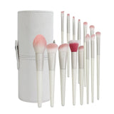 Set 14 Pensule de Machiaj cu Peri Moi, Vivimall, cu Suport pentru Depozitare, Bej - vivimall.ro