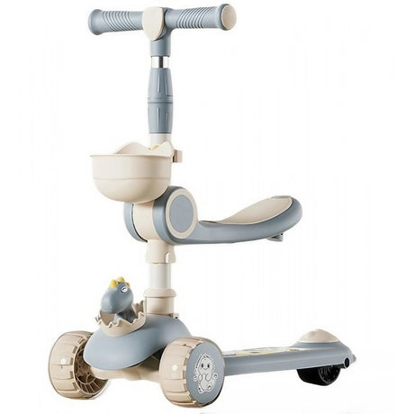 Trotineta Multifunctionala 3 In 1, Pentru Copii, 1-7 Ani, Cu Lumini Si Muzica, Reglabil 360, Pliere Usoara, Reglarea Inaltimii, Bej/ - vivimall.ro