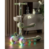 Trotineta Multifunctionala 3 In 1, Pentru Copii, 1-7 Ani, Cu Lumini Si Muzica, Reglabil 360, Pliere Usoara, Reglarea Inaltimii, Bej/ - vivimall.ro