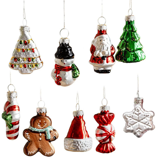 Set 9 Decoratiuni de Craciun, Vivimall, pentru Brad, 5 cm, din Sticla, 22 x 12.5 x 4.2 cm, Multicolor - vivimall.ro