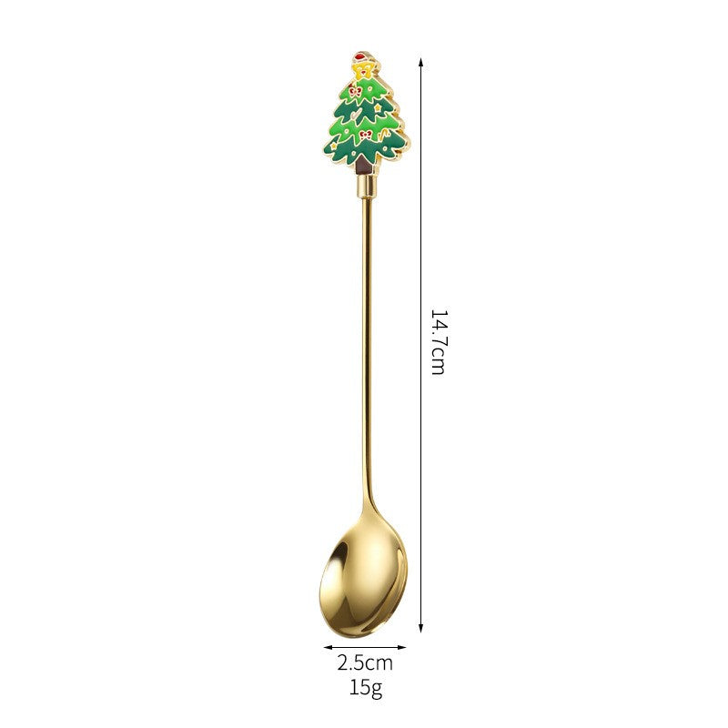 Set 4 Lingurite, Flippy, Tema Craciun, Model Carry The Merry, 4 Modele, din Otel Inoxidabil, 19.5 x 16 x 2 cm, Multicolor - vivimall.ro