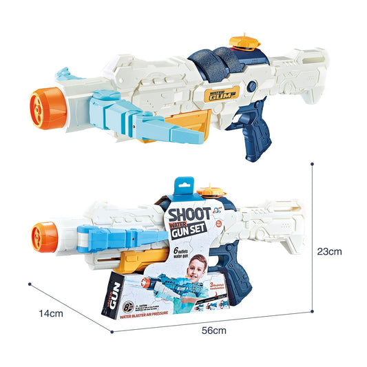 Pistol cu Apa, Vivimall, +6 Ani, Rezervor 700 ml, 4 Moduri de Stropire, din Plastic, 56 x 37 x 23 cm, Alb - vivimall.ro