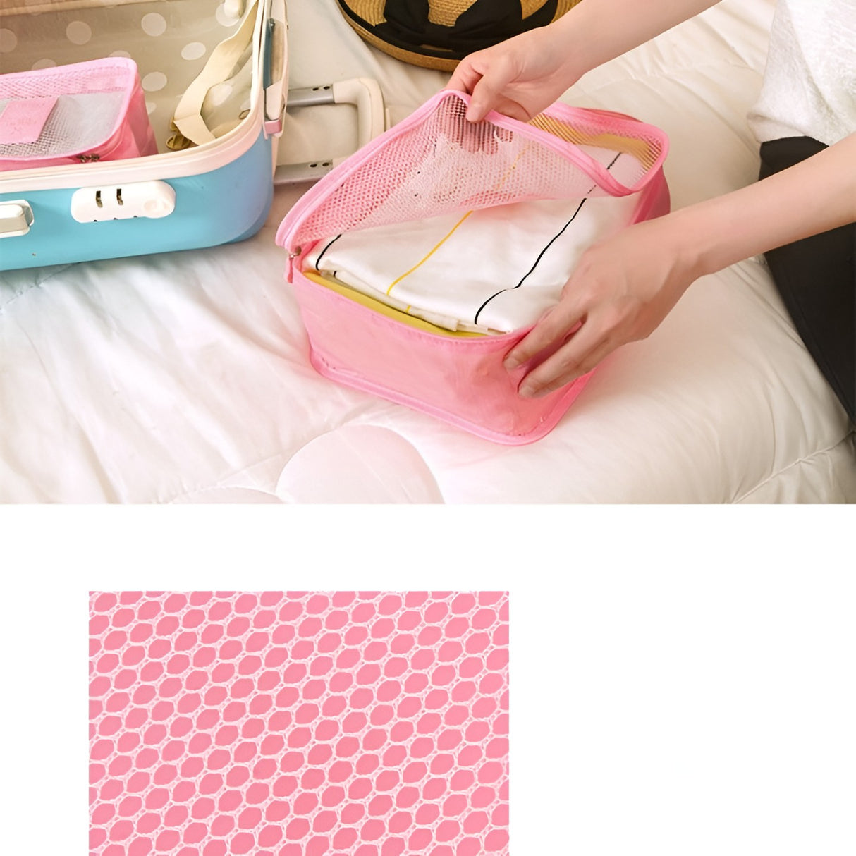 Set 6 Genè›I De Calatorie, Pentru Depozitare, Impermeabile, Organizator, Multifuncè›Ionale, Design Cu Plasa, Pliabile, Fermoar, Dimensiuni Diferite - vivimall.ro
