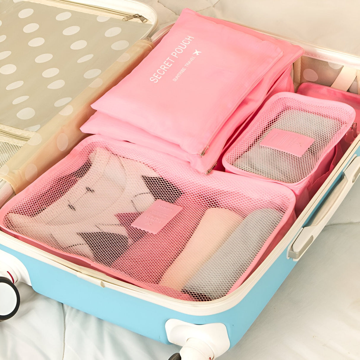Set 6 Genè›I De Calatorie, Pentru Depozitare, Impermeabile, Organizator, Multifuncè›Ionale, Design Cu Plasa, Pliabile, Fermoar, Dimensiuni Diferite - vivimall.ro