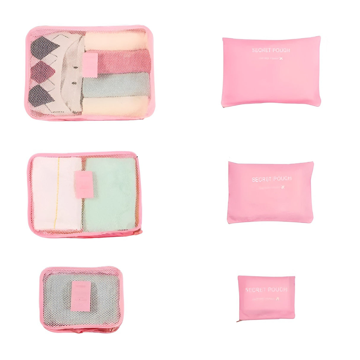 Set 6 Genè›I De Calatorie, Pentru Depozitare, Impermeabile, Organizator, Multifuncè›Ionale, Design Cu Plasa, Pliabile, Fermoar, Dimensiuni Diferite - vivimall.ro