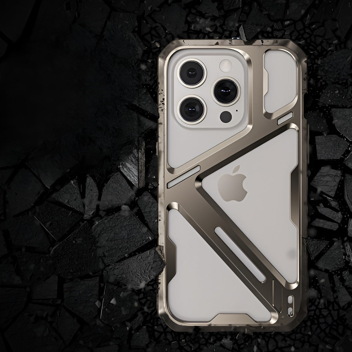Husă Armor Metal iPhone 15 Pro cu decupaje precise pentru cameră triple