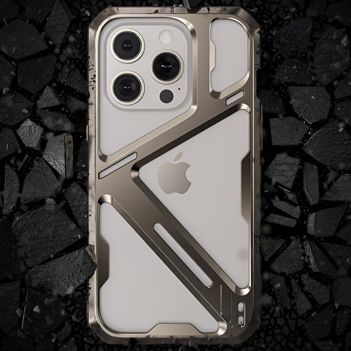 Lateral dreapta husă Armor Metal iPhone 15 Pro, buton power și acces complet