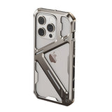 Husă Armor Metal iPhone 15 Pro din titan gri metalizat, vedere frontală completă