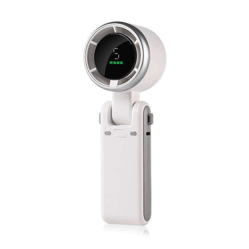 Mini Ventilator Portabil, 5 Trepte De Viteza, Afisaj Digital, Incarcare Usb, 5V, 2A, 5.95 X 5.2 X 17.2 Cm - vivimall.ro