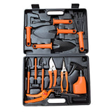 Set 12 Unelte De Gradina, Pentru Plantare Prelucrare Sol Si Ingrijire Plante, Manere Portocalii, Material Pvc Si Cardboard, Cutie Inclusa, 37X28 Cm, Negru - vivimall.ro