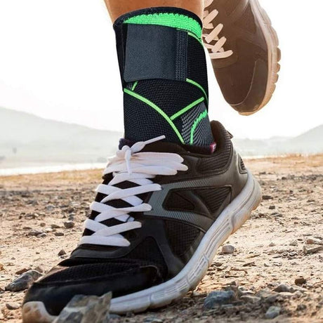 Orteza pentru Glezna, Vivimall, cu Benzi Elastice de Fixare, 24 x 10.5 cm, din Nailon, Negru/Verde - vivimall.ro