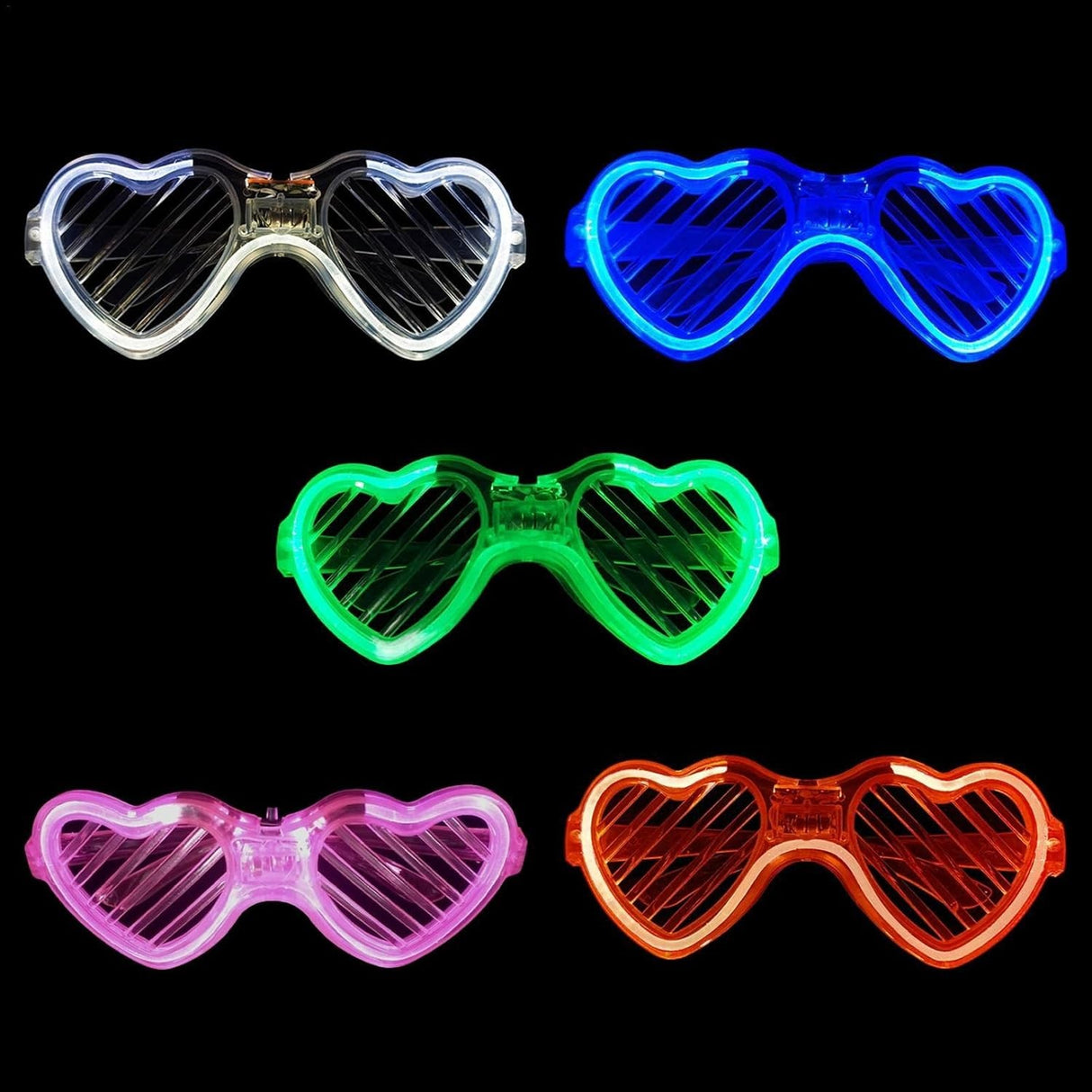 Ochelari LED inimă folosiți la concert sau festival, efect luminos spectaculos