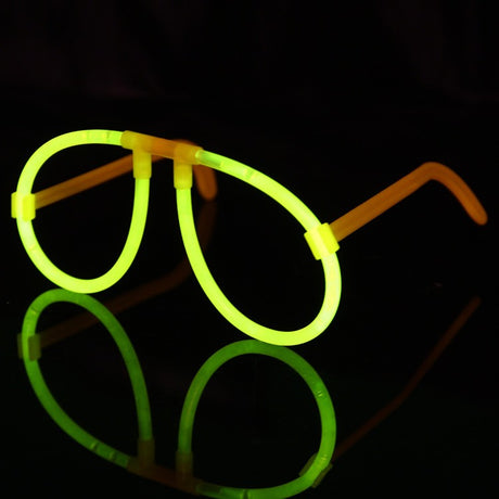 Ochelari decorativi fluorescenți galbeni din plastic, design rotund, vedere frontală