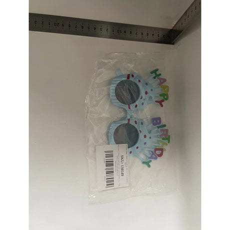 Ochelari Happy Birthday, Vivimall, Tematica Aniversare, Protectie Soare, din Plastic, Model Prajiturele, 18.5x11.5 cm, Albastru - vivimall.ro