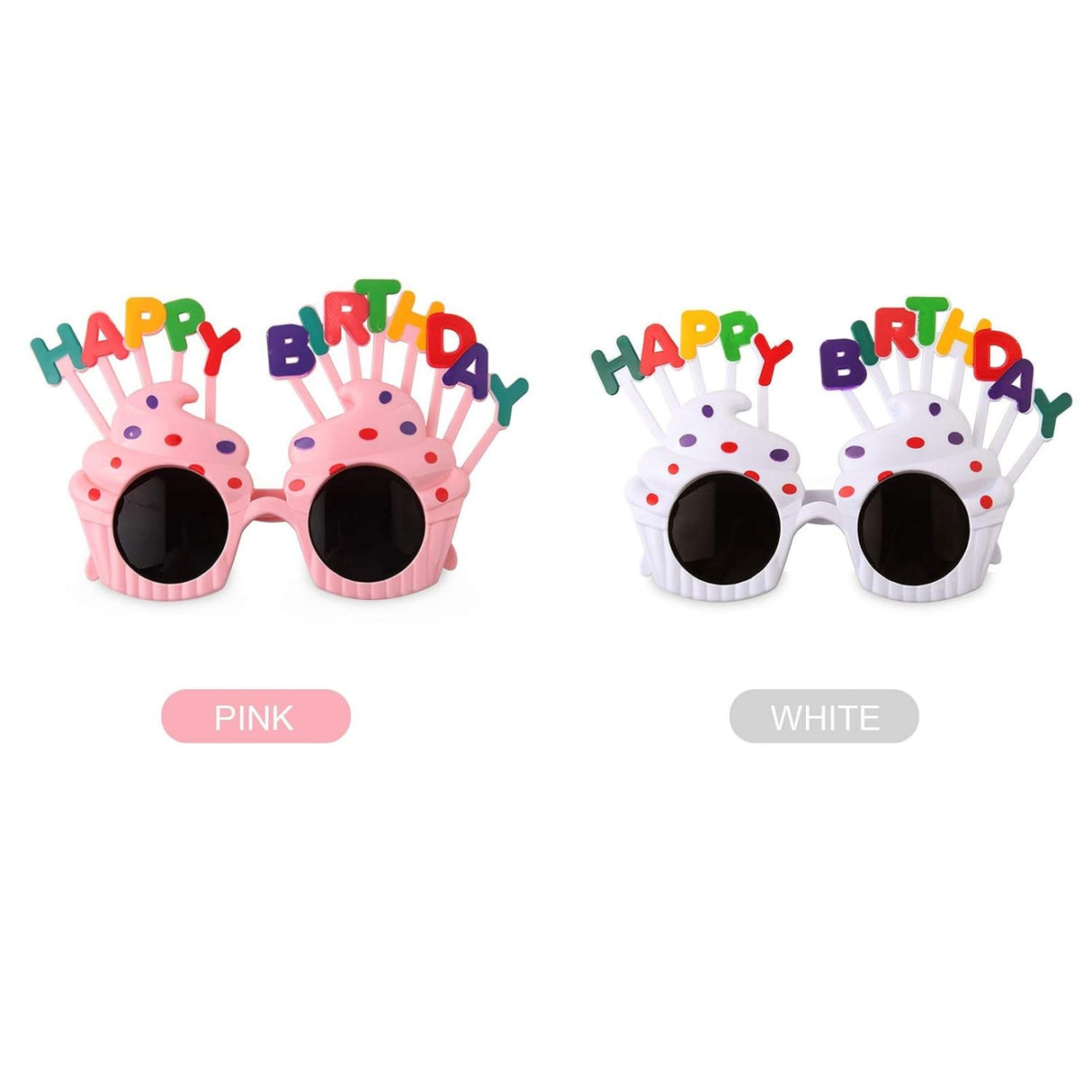 Ochelari Happy Birthday, Tematica Aniversare, Protectie Soare, Din Plastic, Model Prajiturele,