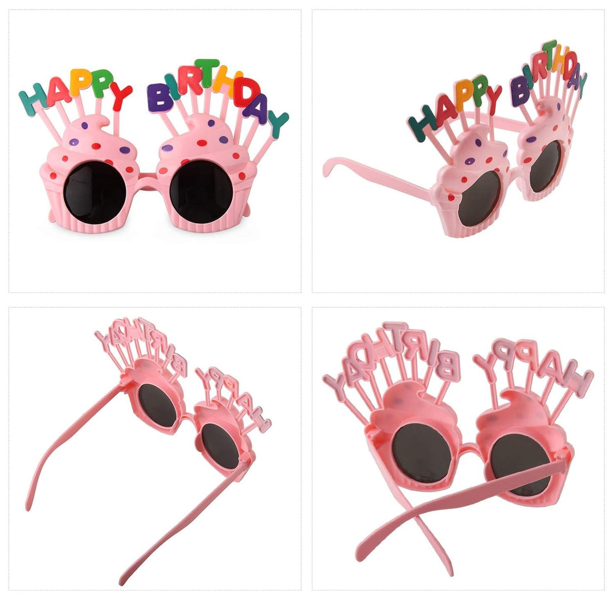 Ochelari Happy Birthday, Tematica Aniversare, Protectie Soare, Din Plastic, Model Prajiturele,