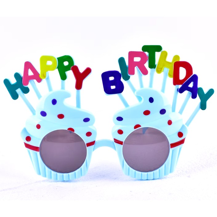 Ochelari Happy Birthday, Tematica Aniversare, Protectie Soare, Din Plastic, Model Prajiturele,