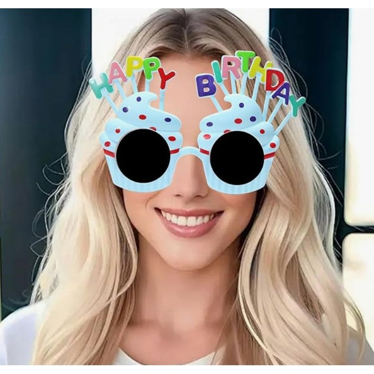 Ochelari Happy Birthday, Tematica Aniversare, Protectie Soare, Din Plastic, Model Prajiturele,