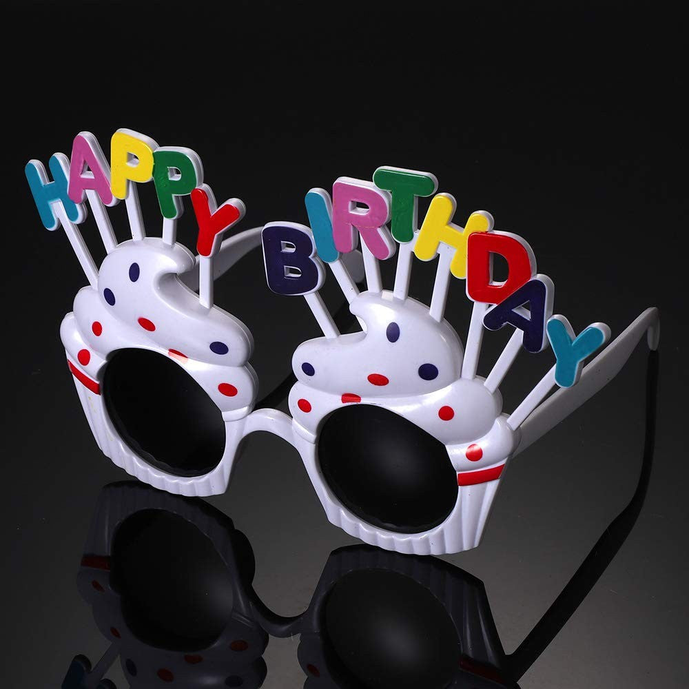 Ochelari Happy Birthday, Tematica Aniversare, Protectie Soare, Din Plastic, Model Prajiturele,