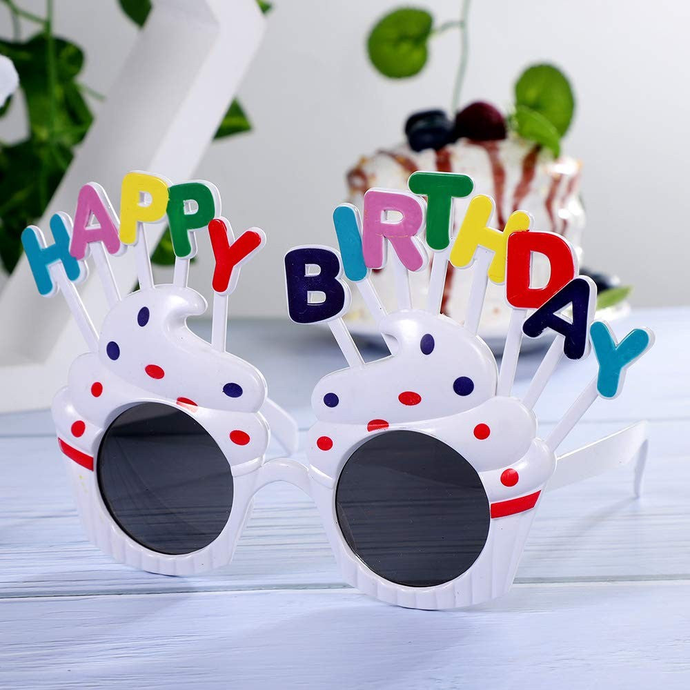 Ochelari Happy Birthday, Tematica Aniversare, Protectie Soare, Din Plastic, Model Prajiturele,