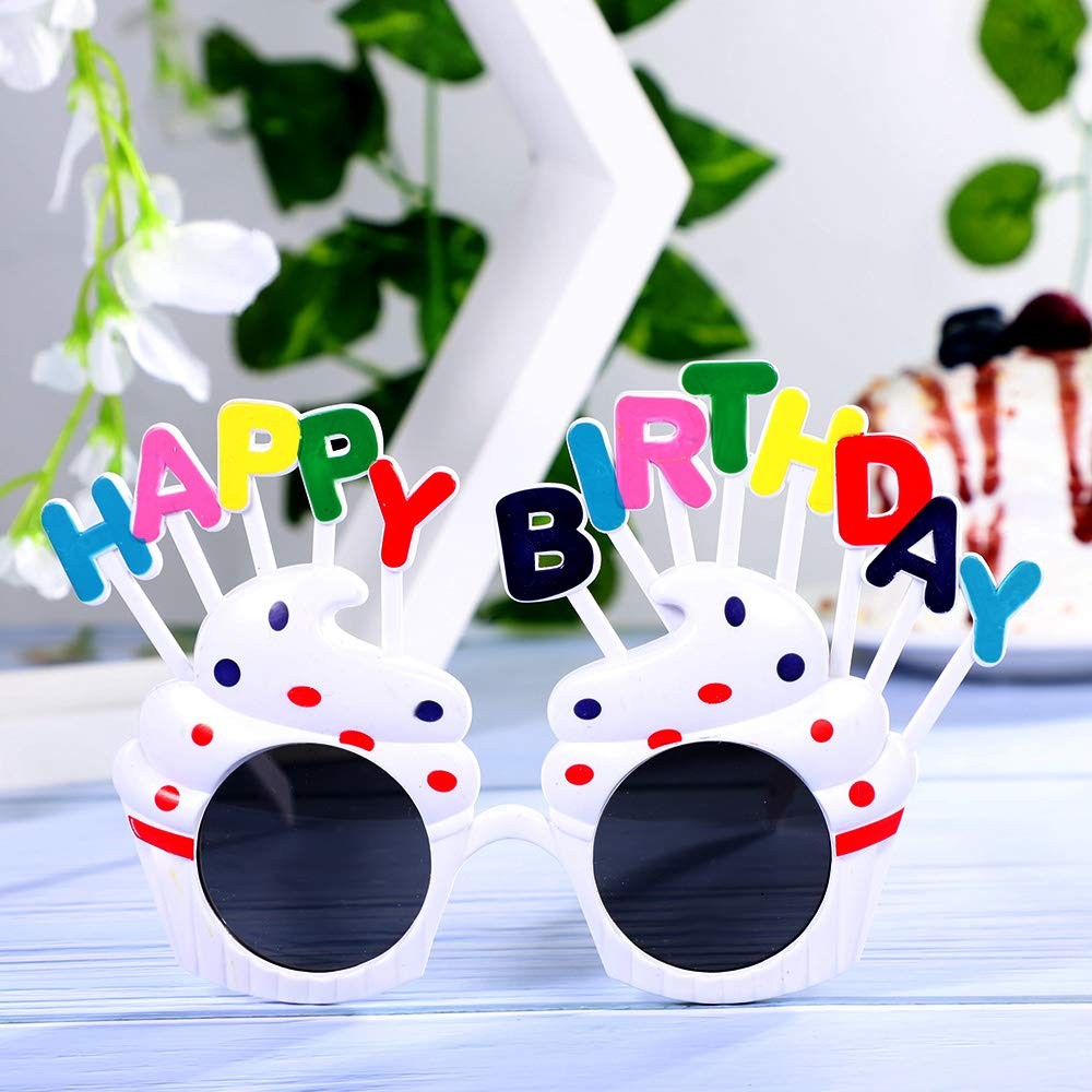 Ochelari Happy Birthday, Tematica Aniversare, Protectie Soare, Din Plastic, Model Prajiturele,