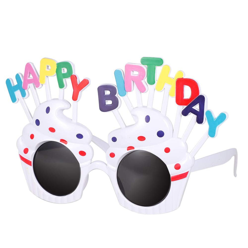 Ochelari Happy Birthday, Tematica Aniversare, Protectie Soare, Din Plastic, Model Prajiturele,