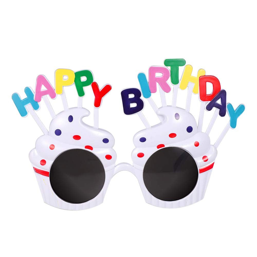 Ochelari Happy Birthday, Tematica Aniversare, Protectie Soare, Din Plastic, Model Prajiturele,