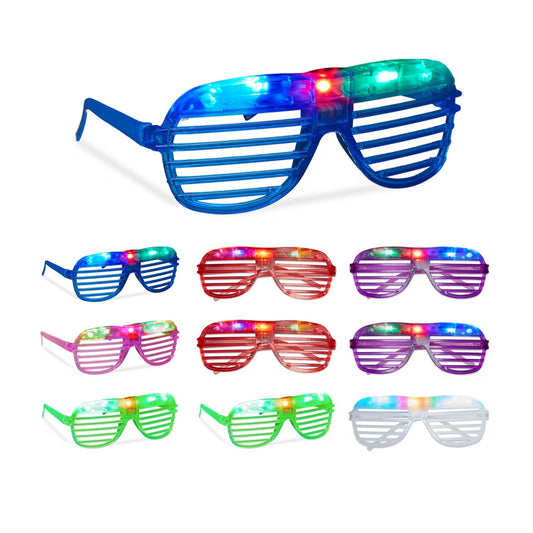 Ochelari de Petrecere cu LED, Vivimall, Model Grilaj, din Plastic, 3 Moduri de Iluminat, Marime Universala, Multicolor - vivimall.ro