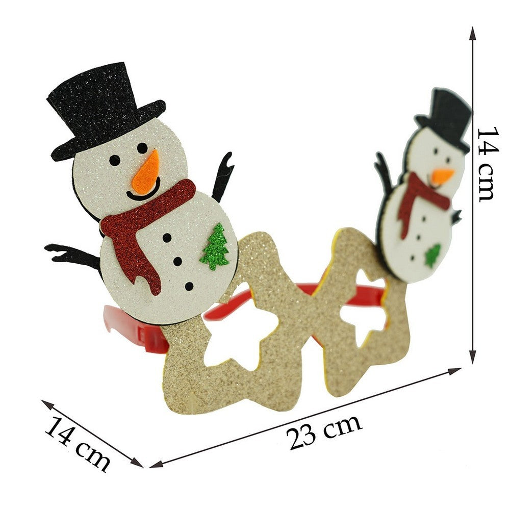 Ochelari petrecere de Craciun, forma de Stea cu Om de Zapada, Bej, din Plastic si Poliester, Flippy - vivimall.ro