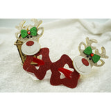 Ochelari petrecere de Craciun, forma  Stea cu Ren , Rosu, din Plastic si Poliester, Flippy - vivimall.ro