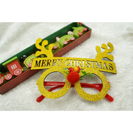 Ochelari petrecere de Craciun, rotunzi, Galben, din Plastic si Poliester, Flippy - vivimall.ro