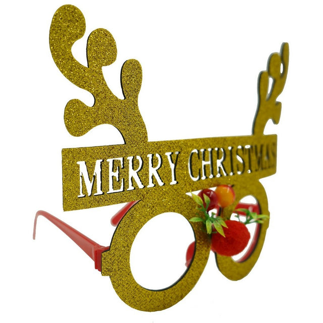 Ochelari petrecere de Craciun, rotunzi, Galben, din Plastic si Poliester, Flippy - vivimall.ro