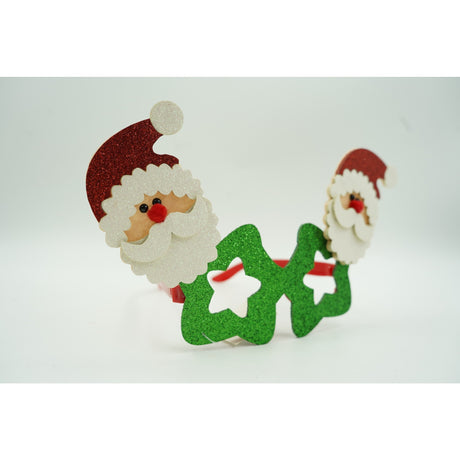 Ochelari petrecere de Craciun, tip Stea cu Mos Craciun, Verde, din Plastic si Poliester, Flippy - vivimall.ro