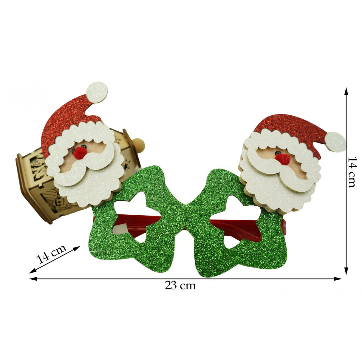 Ochelari petrecere de Craciun, tip Stea cu Mos Craciun, Verde, din Plastic si Poliester, Flippy - vivimall.ro