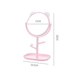 Oglina Cosmetica Cu Picior, Hd, Rotire 360 Grade, 15 Cm Diametru, Suport Bijuterii Baza + Brate, Model Cu Urechi, 30 X 16.5 X 15 Cm - vivimall.ro