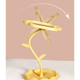 Oglindă de Machiaj pentru Birou, Vivimall, Rotativă, Detasabilă, Model de Floarea Soarelui, Suport pentru Inele, cu Depozitare, Galbena - vivimall.ro