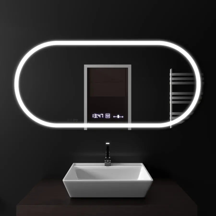 Oglinda Led Ovala, Altera Senzor Motionglow Marcello, Sistem Dezaburire, Ceas & Termometru - vivimall.ro