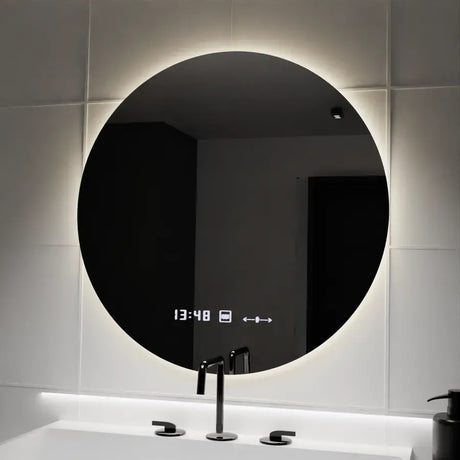 Oglinda Led Rotunda, 70Cm, Serenite Motionglow Marcello, Sistem Dezaburire, Ceas & Termometru - vivimall.ro
