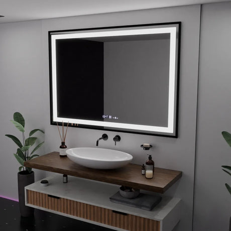 Oglinda Led Rectangulara, Verite Majeste Noir Motion Glow Marcello, Sistem Dezaburire, Ceas & Termometru - vivimall.ro
