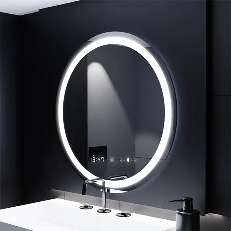 Oglinda Led Rotunda, 70Cm, Celeste Motionglow Marcello, Sistem Dezaburire, Ceas & Termometru - vivimall.ro