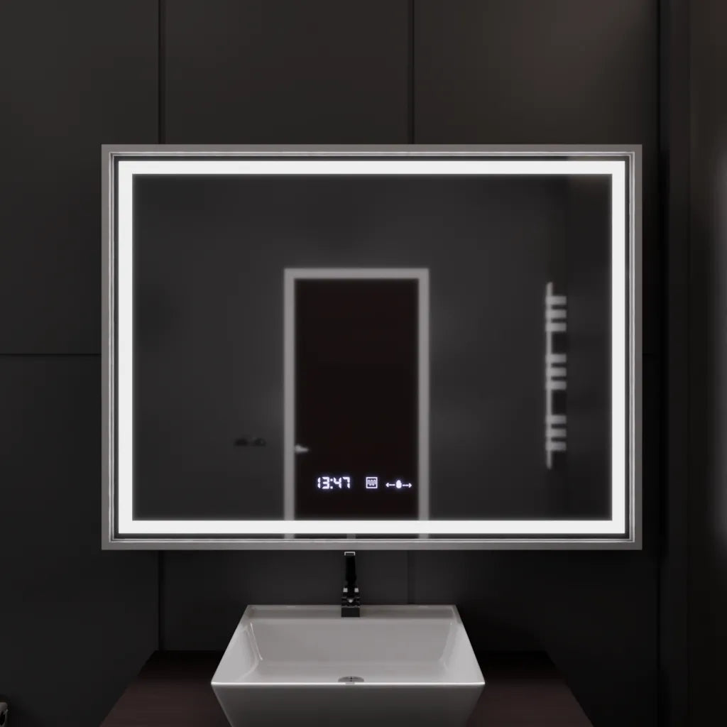 Oglinda Led Rectangulara, Verite Imperial Silver Motion Glow Marcello, Sistem Dezaburire, Ceas & Termometru - vivimall.ro