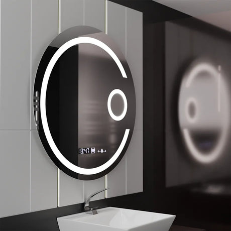 Oglinda Led Rotunda, 70Cm, Visio Motionglow Marcello, Sistem Dezaburire, Ceas & Termometru, Lupa Cosmetica - vivimall.ro