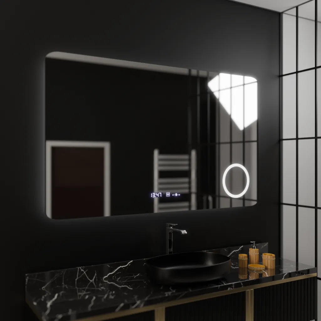 Oglinda Led Rectangulara, Celeste Motionglow Marcello, Sistem Dezaburire, Ceas & Termometru, Lupa Cosmetica - vivimall.ro