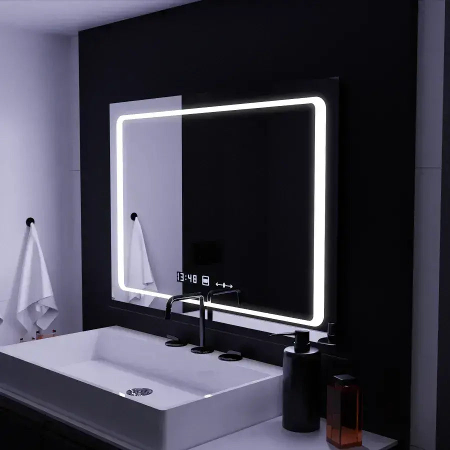Oglinda Led Rectangulara, Sole Senzor Marcello, Sistem Dezaburire, Ceas & Termometru - vivimall.ro